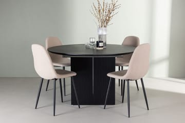 Rund matgrupp Venture Home Beige Svart 4st - Møbler - Bord - Spisegrupper