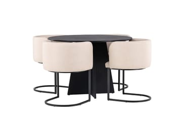 Rund matgrupp Venture Home Beige Svart 4st - Møbler - Bord - Spisegrupper