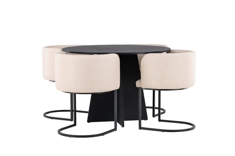 Rund matgrupp Venture Home Beige Svart 4st - Møbler - Bord - Spisegrupper