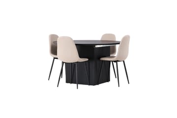 Rund matgrupp Venture Home Beige Svart 4st - Møbler - Bord - Spisegrupper