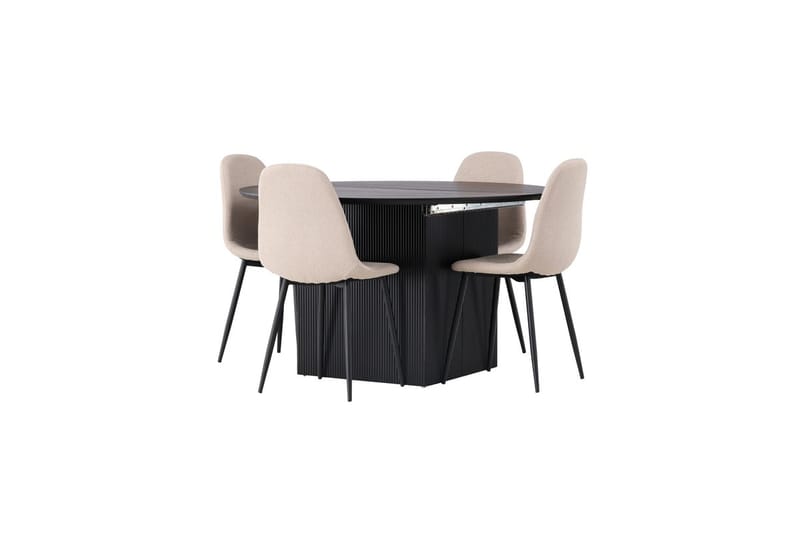 Rund matgrupp Venture Home Beige Svart 4st - Møbler - Bord - Spisegrupper