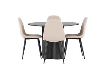 Rund matgrupp Venture Home Beige Svart 4st - Møbler - Bord - Spisegrupper