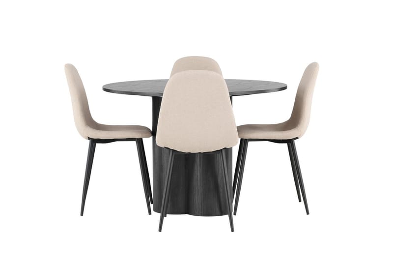 Rund matgrupp Venture Home Beige Svart 4st - Møbler - Bord - Spisegrupper