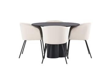 Rund matgrupp Venture Home Beige Svart 4st - Møbler - Bord - Spisegrupper