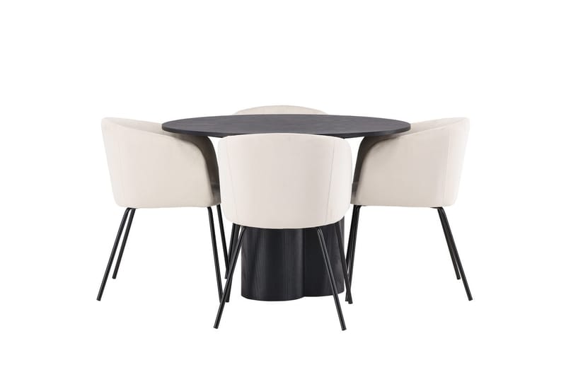 Rund matgrupp Venture Home Beige Svart 4st - Møbler - Bord - Spisegrupper
