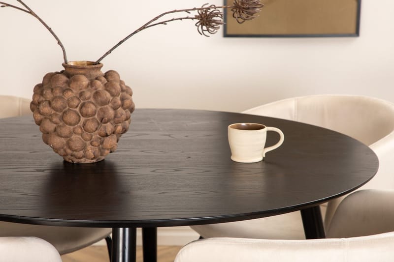 Rund matgrupp Venture Home Beige Svart 4st - Møbler - Bord - Spisegrupper