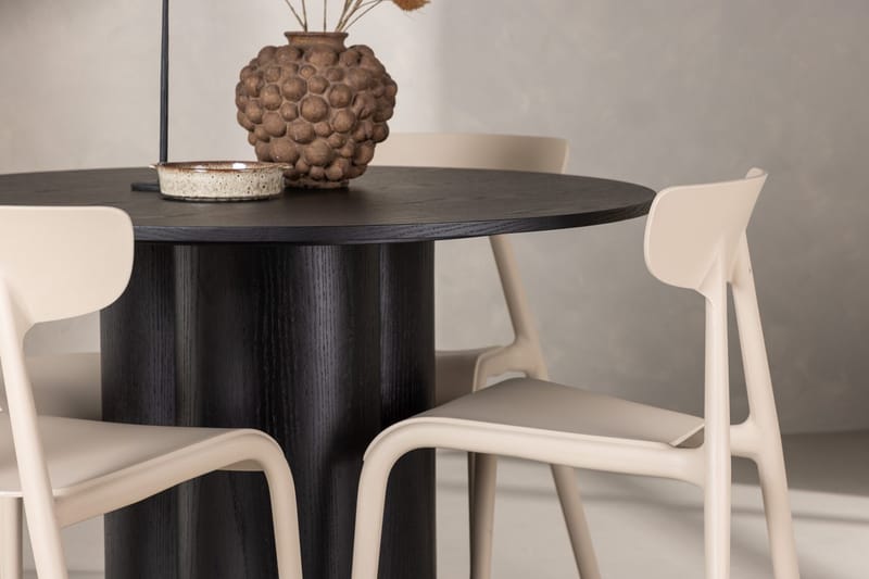 Rund matgrupp Venture Home Beige Svart 4st - Møbler - Bord - Spisegrupper