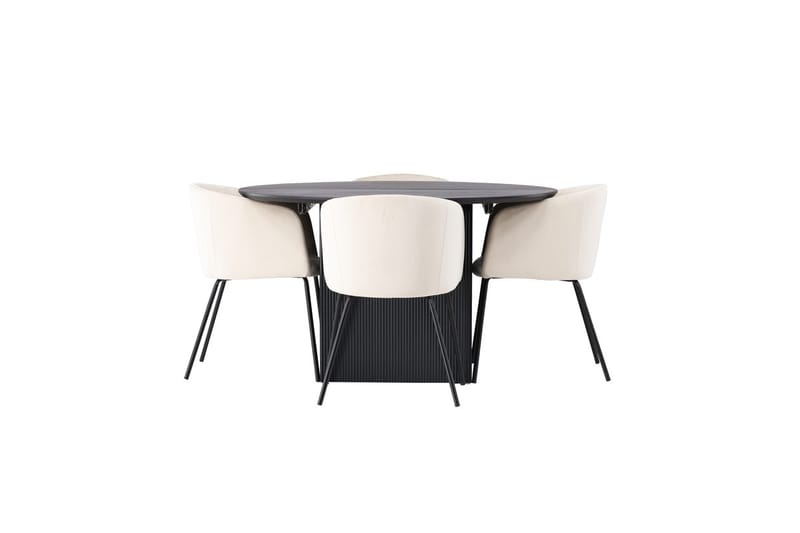 Rund matgrupp Venture Home Beige Svart 4st - Møbler - Bord - Spisegrupper