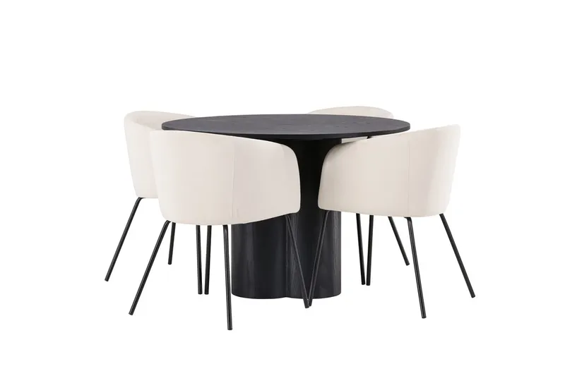 Rund matgrupp Venture Home Beige Svart 4st - Møbler - Bord - Spisegrupper