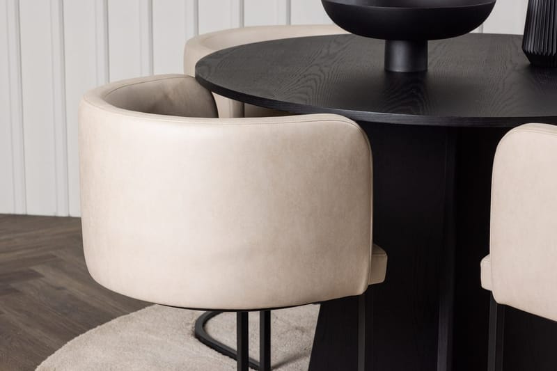 Rund matgrupp Venture Home Beige Svart 4st - Møbler - Bord - Spisegrupper