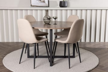 Rund matgrupp Venture Home Beige Valnöt 4st - Møbler - Bord - Spisegrupper