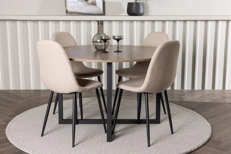 Rund matgrupp Venture Home Beige Valnöt 4st