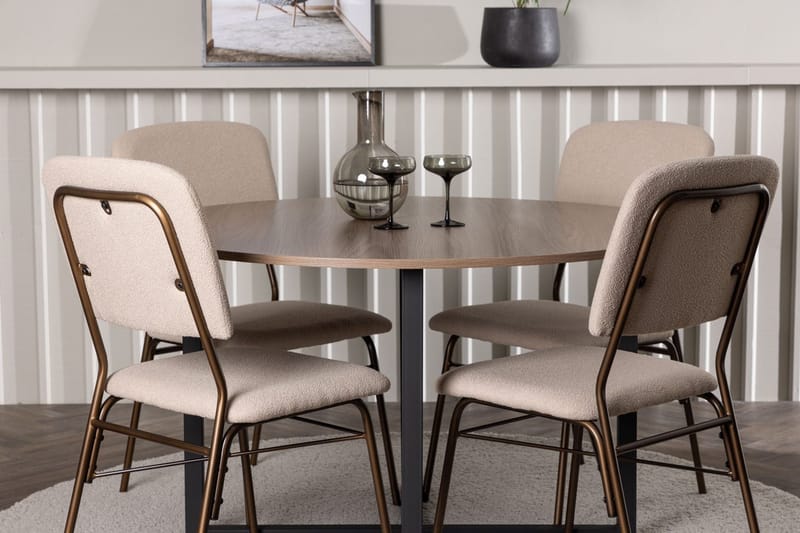 Rund matgrupp Venture Home Beige Valnöt 4st - Møbler - Bord - Spisegrupper