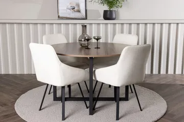 Rund matgrupp Venture Home Beige Valnöt 4st - Møbler - Bord - Spisegrupper