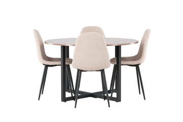Rund matgrupp Venture Home Beige Valnöt 4st - Møbler - Bord - Spisegrupper