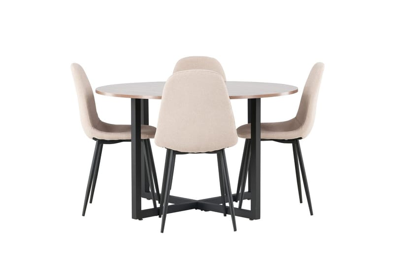 Rund matgrupp Venture Home Beige Valnöt 4st - Møbler - Bord - Spisegrupper