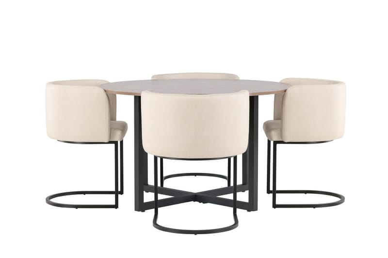 Rund matgrupp Venture Home Beige Valnöt 4st - Møbler - Bord - Spisegrupper