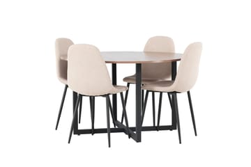 Rund matgrupp Venture Home Beige Valnöt 4st - Møbler - Bord - Spisegrupper