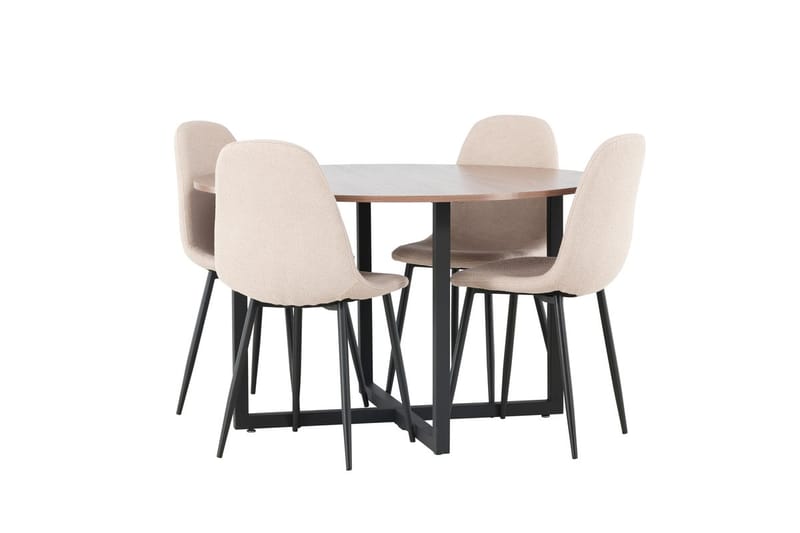 Rund matgrupp Venture Home Beige Valnöt 4st - Møbler - Bord - Spisegrupper