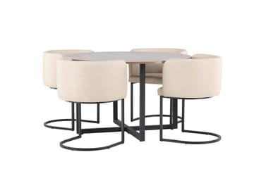 Rund matgrupp Venture Home Beige Valnöt 4st - Møbler - Bord - Spisegrupper