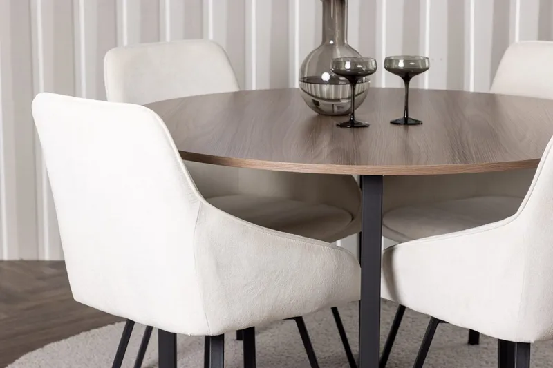 Rund matgrupp Venture Home Beige Valnöt 4st - Møbler - Bord - Spisegrupper