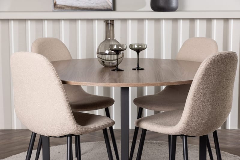 Rund matgrupp Venture Home Beige Valnöt 4st - Møbler - Bord - Spisegrupper