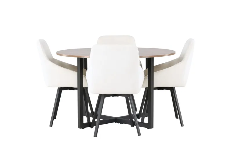 Rund matgrupp Venture Home Beige Valnöt 4st - Møbler - Bord - Spisegrupper