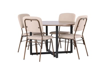 Rund matgrupp Venture Home Beige Valnöt 4st - Møbler - Bord - Spisegrupper