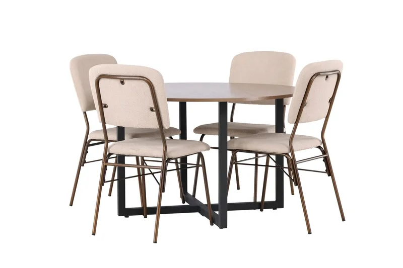 Rund matgrupp Venture Home Beige Valnöt 4st - Møbler - Bord - Spisegrupper