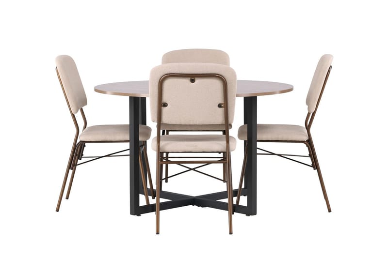 Rund matgrupp Venture Home Beige Valnöt 4st - Møbler - Bord - Spisegrupper