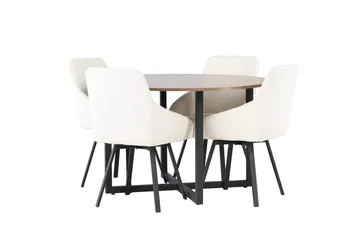 Rund matgrupp Venture Home Beige Valnöt 4st - Møbler - Bord - Spisegrupper