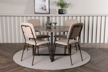 Rund matgrupp Venture Home Beige Valnöt 4st - Møbler - Bord - Spisegrupper