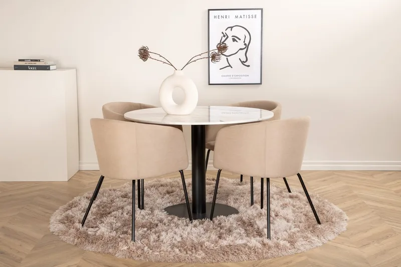 Rund matgrupp Venture Home Beige Vit 4st