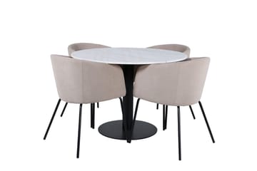 Rund matgrupp Venture Home Beige Vit 4st - Møbler - Bord - Spisegrupper