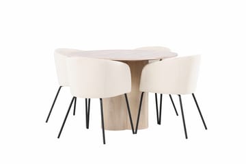 Rund matgrupp Venture Home Beige Vitputsad 4st - Møbler - Bord - Spisegrupper