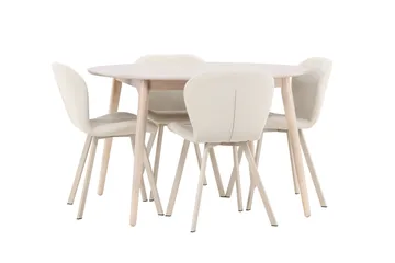 Rund matgrupp Venture Home Beige Vitputsad 4st - Møbler - Bord - Spisegrupper