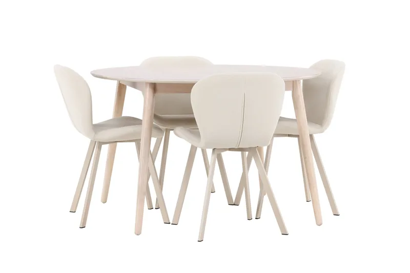 Rund matgrupp Venture Home Beige Vitputsad 4st - Møbler - Bord - Spisegrupper