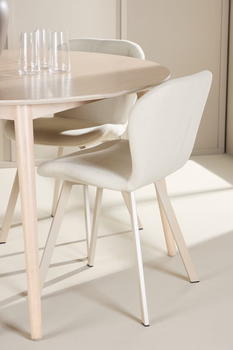 Rund matgrupp Venture Home Beige Vitputsad 4st - Møbler - Bord - Spisegrupper