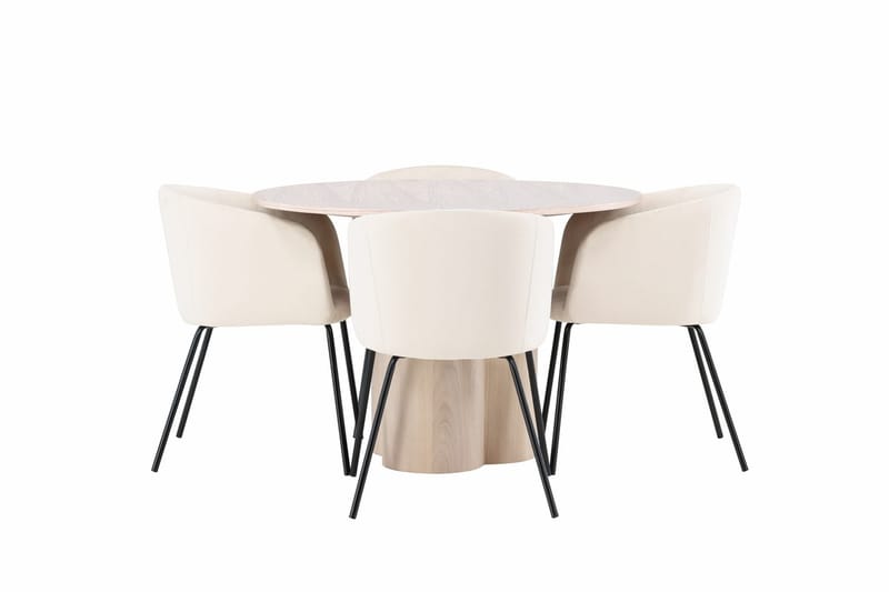 Rund matgrupp Venture Home Beige Vitputsad 4st - Møbler - Bord - Spisegrupper