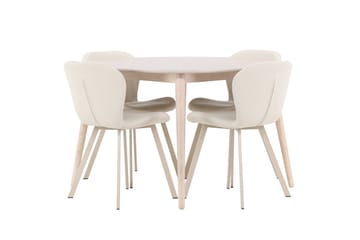 Rund matgrupp Venture Home Beige Vitputsad 4st - Møbler - Bord - Spisegrupper