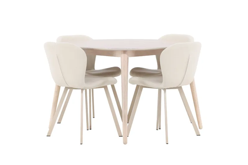 Rund matgrupp Venture Home Beige Vitputsad 4st