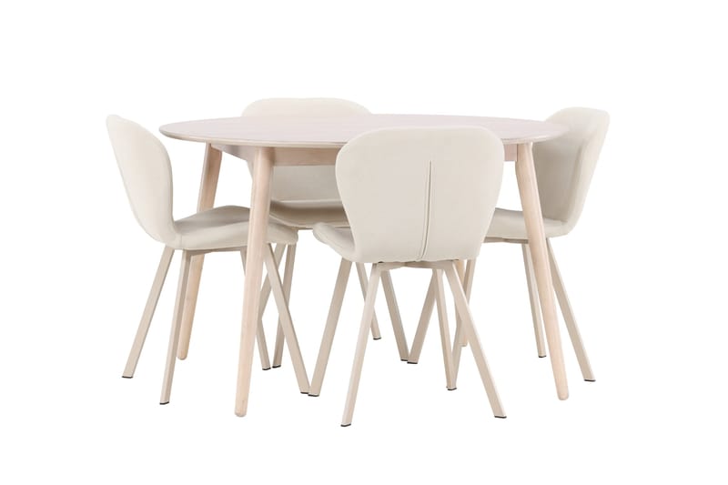 Rund matgrupp Venture Home Beige Vitputsad 4st - Møbler - Bord - Spisegrupper