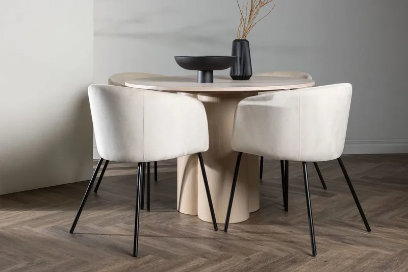 Rund matgrupp Venture Home Beige Vitputsad 4st