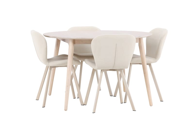 Rund matgrupp Venture Home Beige Vitputsad 4st - Møbler - Bord - Spisegrupper