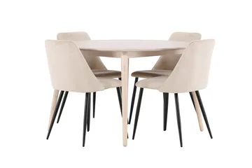 Rund matgrupp Venture Home Beige Vitputsad 4st - Møbler - Bord - Spisegrupper