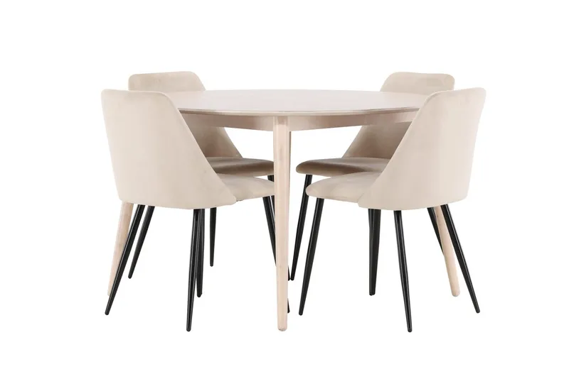 Rund matgrupp Venture Home Beige Vitputsad 4st - Møbler - Bord - Spisegrupper