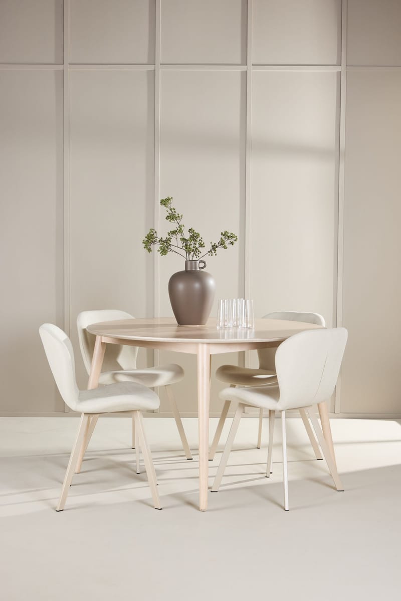 Rund matgrupp Venture Home Beige Vitputsad 4st - Møbler - Bord - Spisegrupper