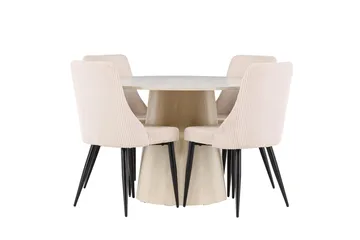 Rund matgrupp Venture Home Beige Vitputsad 4st - Møbler - Bord - Spisegrupper