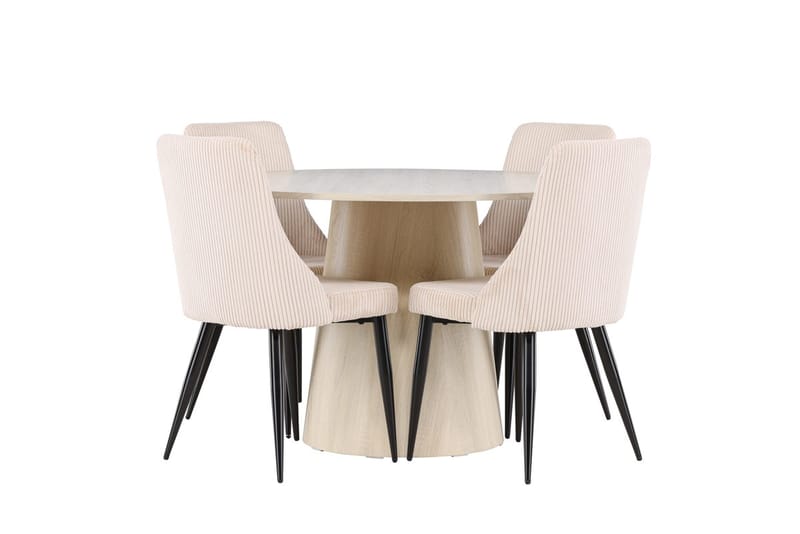 Rund matgrupp Venture Home Beige Vitputsad 4st - Møbler - Bord - Spisegrupper