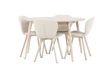 Rund matgrupp Venture Home Beige Vitputsad 4st - Møbler - Bord - Spisegrupper